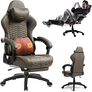 Big and Tall Gaming Chair with Massage and Footrest