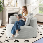 Oversized Round Corduroy Chaise Longue Chair