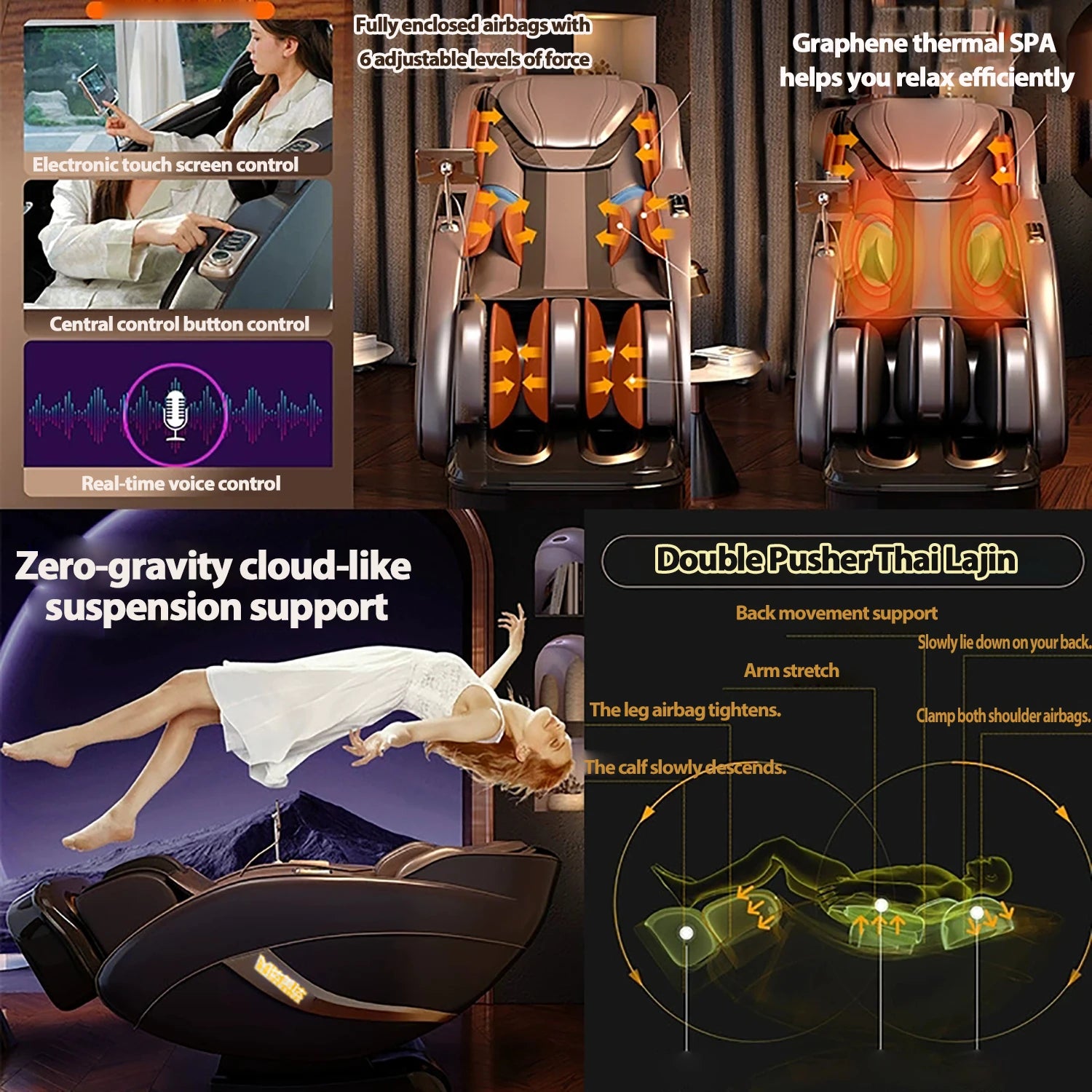4D Full Body Zero Gravity Shiatsu Recliner