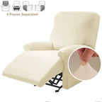 4-Piece Solid Stretch Recliner Sofa Cover