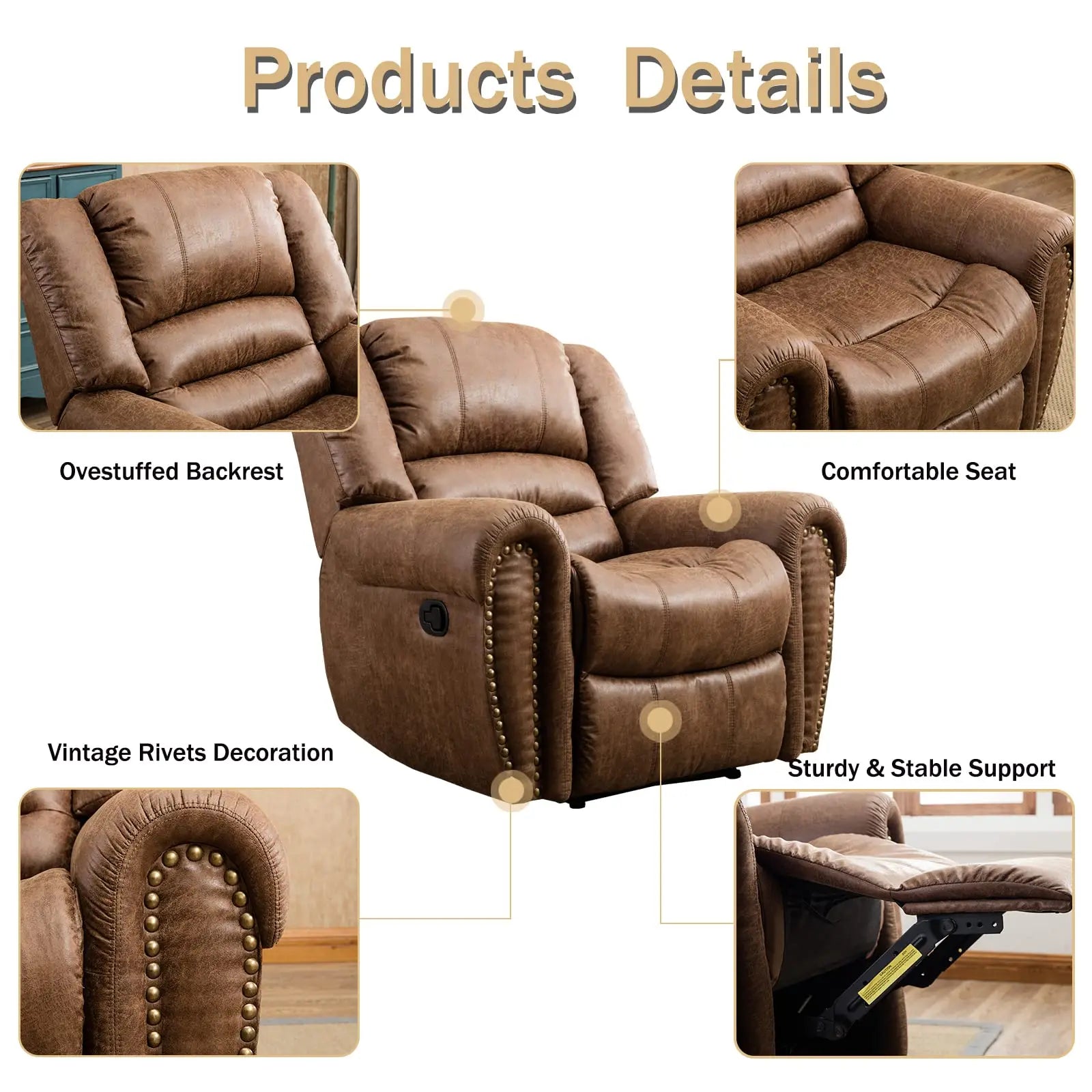 Manual Leather Recliner Single Sofa Chair