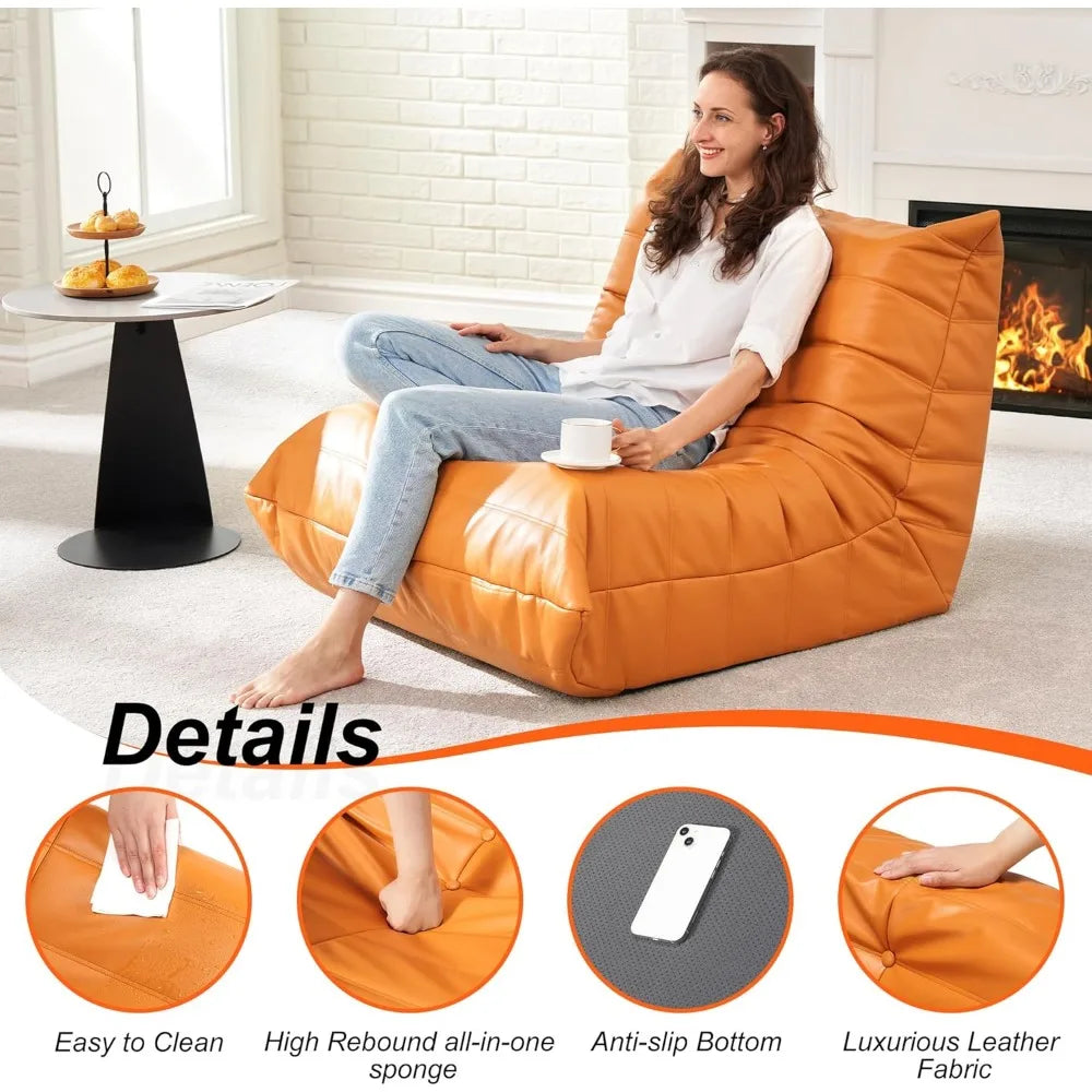 Giant Memory Foam Leather Bean Bag Sofa