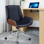 Armless Swivel Low Back Leather Office Chair