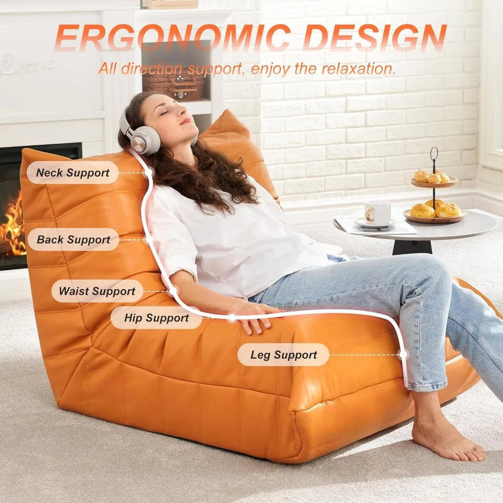 Giant Memory Foam Leather Bean Bag Sofa