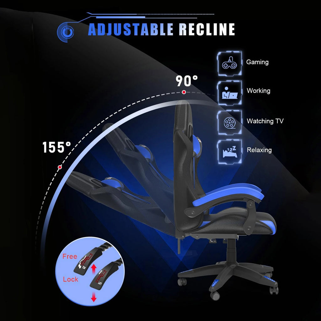 RGB Gaming Chair with LED Lights and Headrest