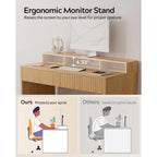 Modern Fluted Office Desk with Storage and Drawers