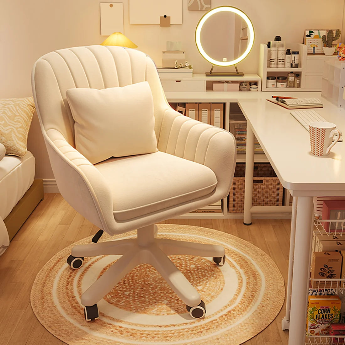 Velvet Swivel Mid-Back Tufted Office Chair