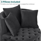 Modern Round Swivel Club Sofa with Pillows