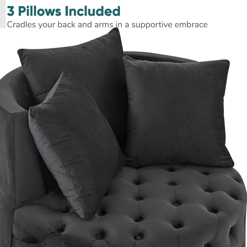 Modern Round Swivel Club Sofa with Pillows