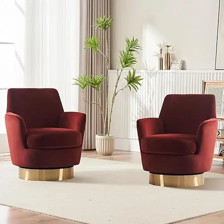Modern Velvet Swivel Barrel Chair Set of 2