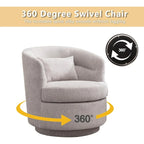 Round Swivel Barrel Accent Chair with Pillow