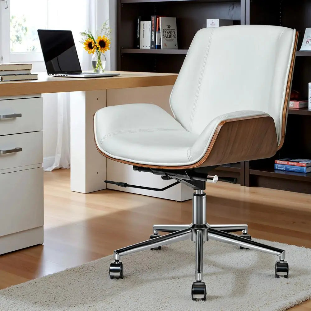 Armless Swivel Low Back Leather Office Chair