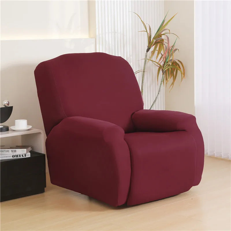 4-Piece Solid Stretch Recliner Sofa Cover