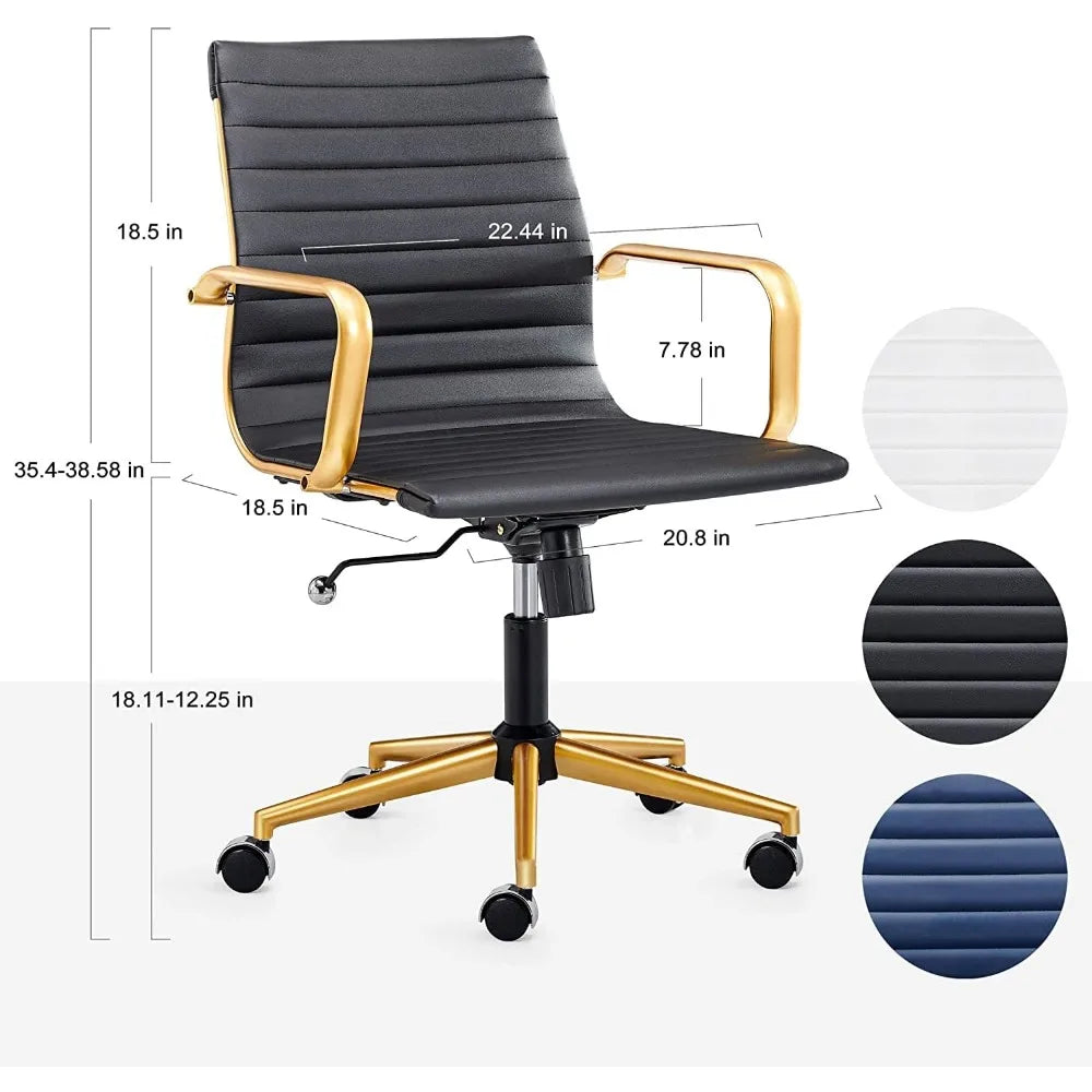 Ergonomic Swivel Leather Ribbed Office Chair