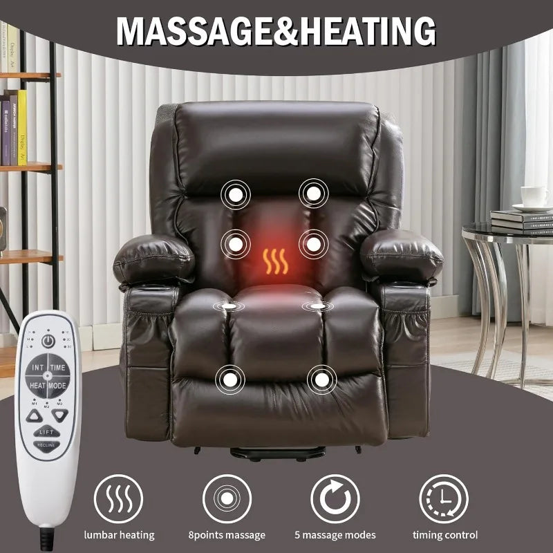 Large Electric Power Lift Recliner with Massage