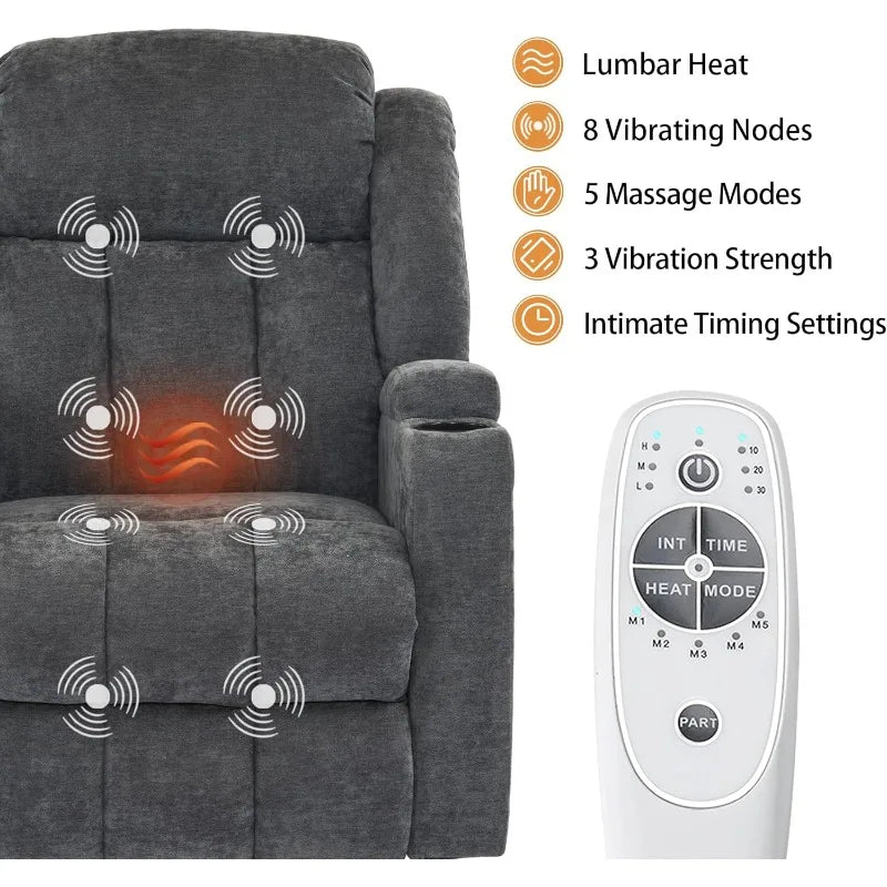 Electric Power Lift Recliner with Massage and Heat