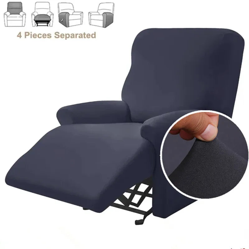4-Piece Solid Stretch Recliner Sofa Cover