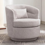 Round Swivel Barrel Accent Chair with Pillow