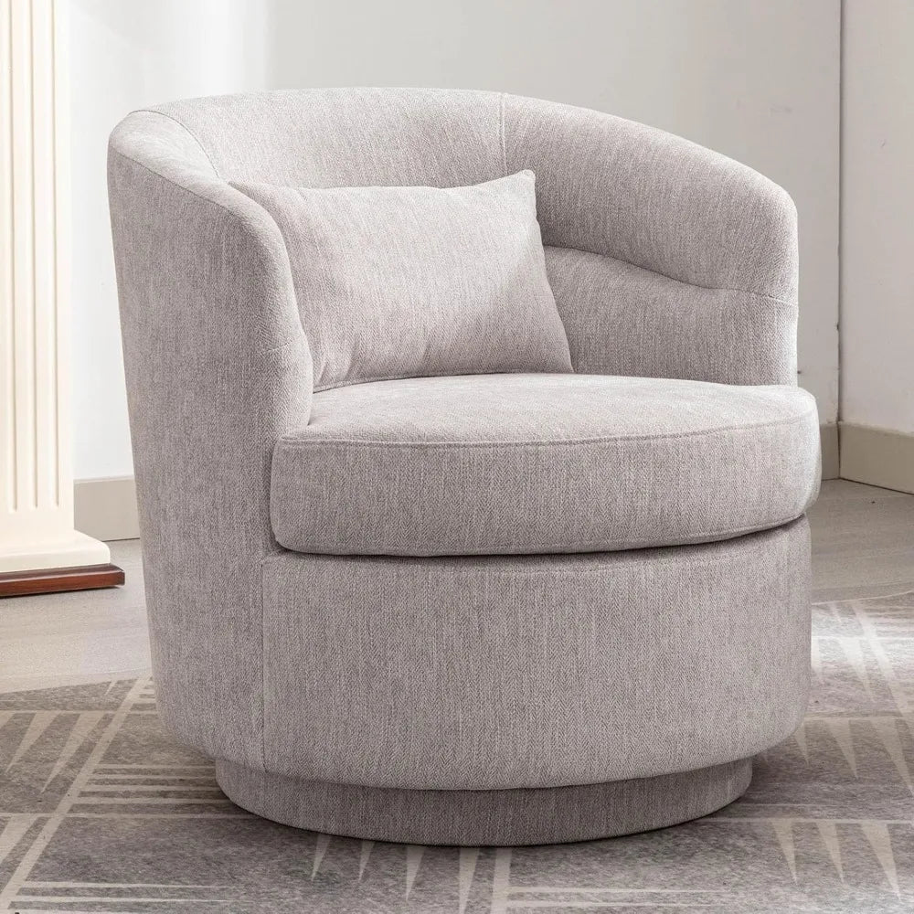 Round Swivel Barrel Accent Chair with Pillow