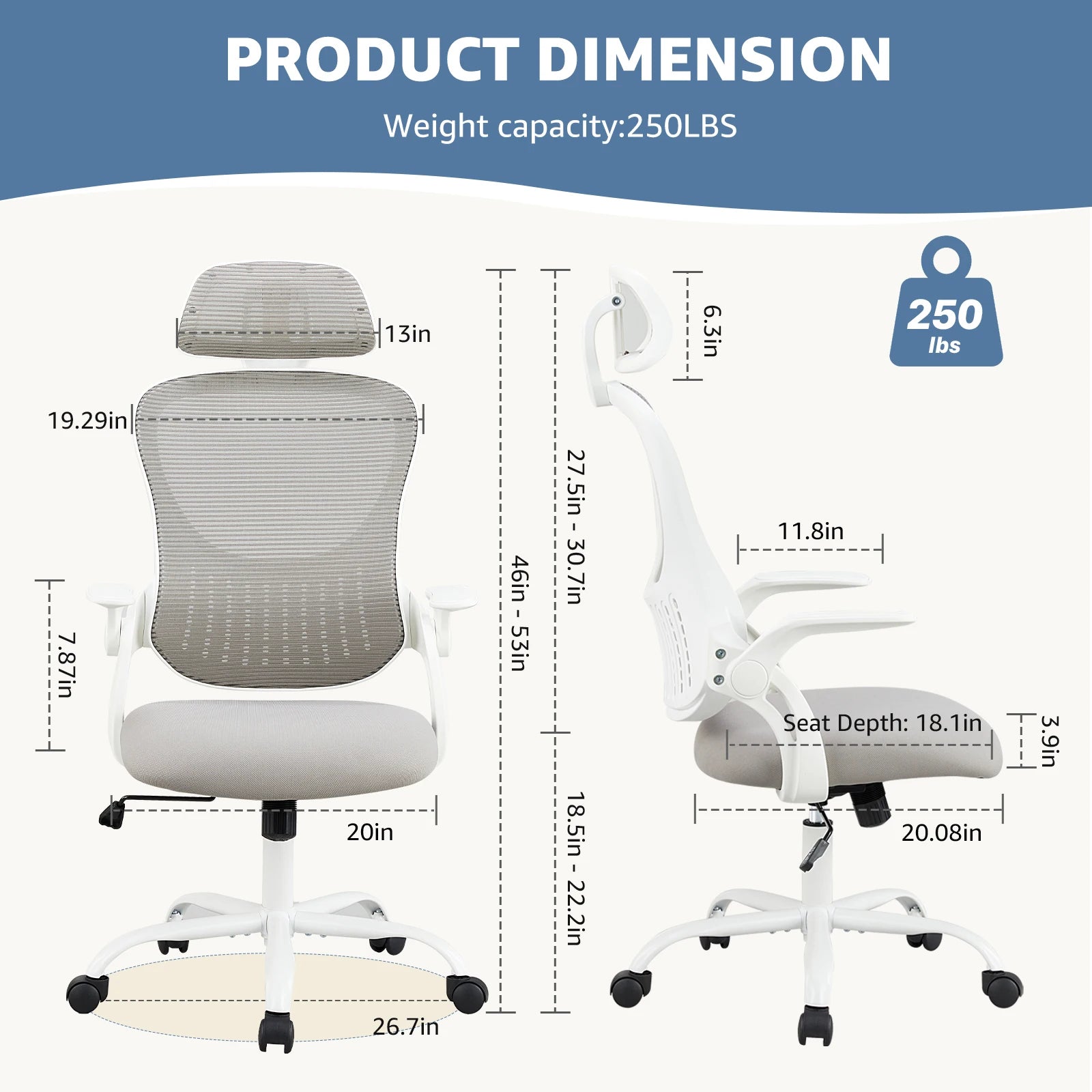 Mesh Ergonomic Office Chair with Flip-Up Arms