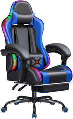 Ergonomic Gaming Chair with Footrest and Massage