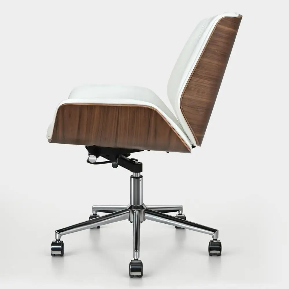 Armless Swivel Low Back Leather Office Chair