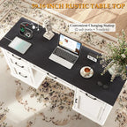 Farmhouse Executive Desk with Charging Station