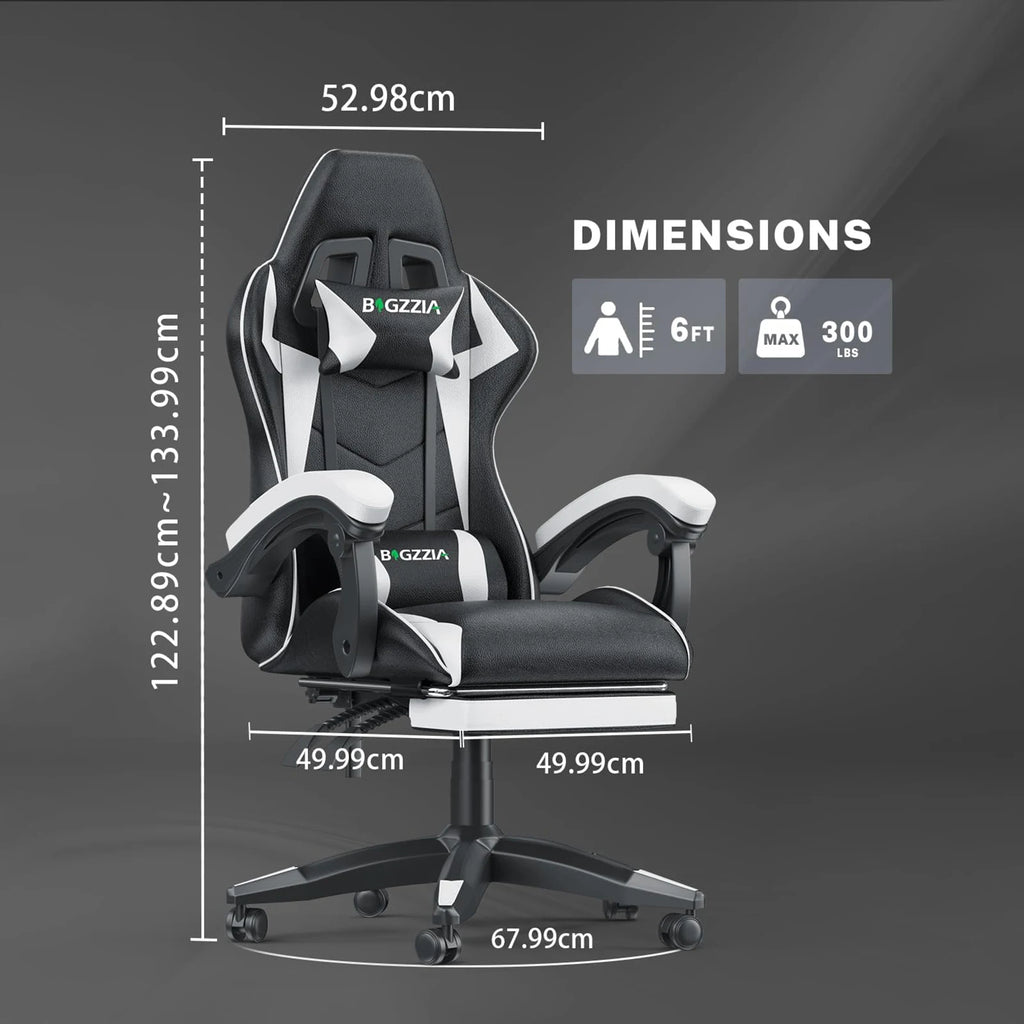Ergonomic Gaming Chair with Footrest and Headrest