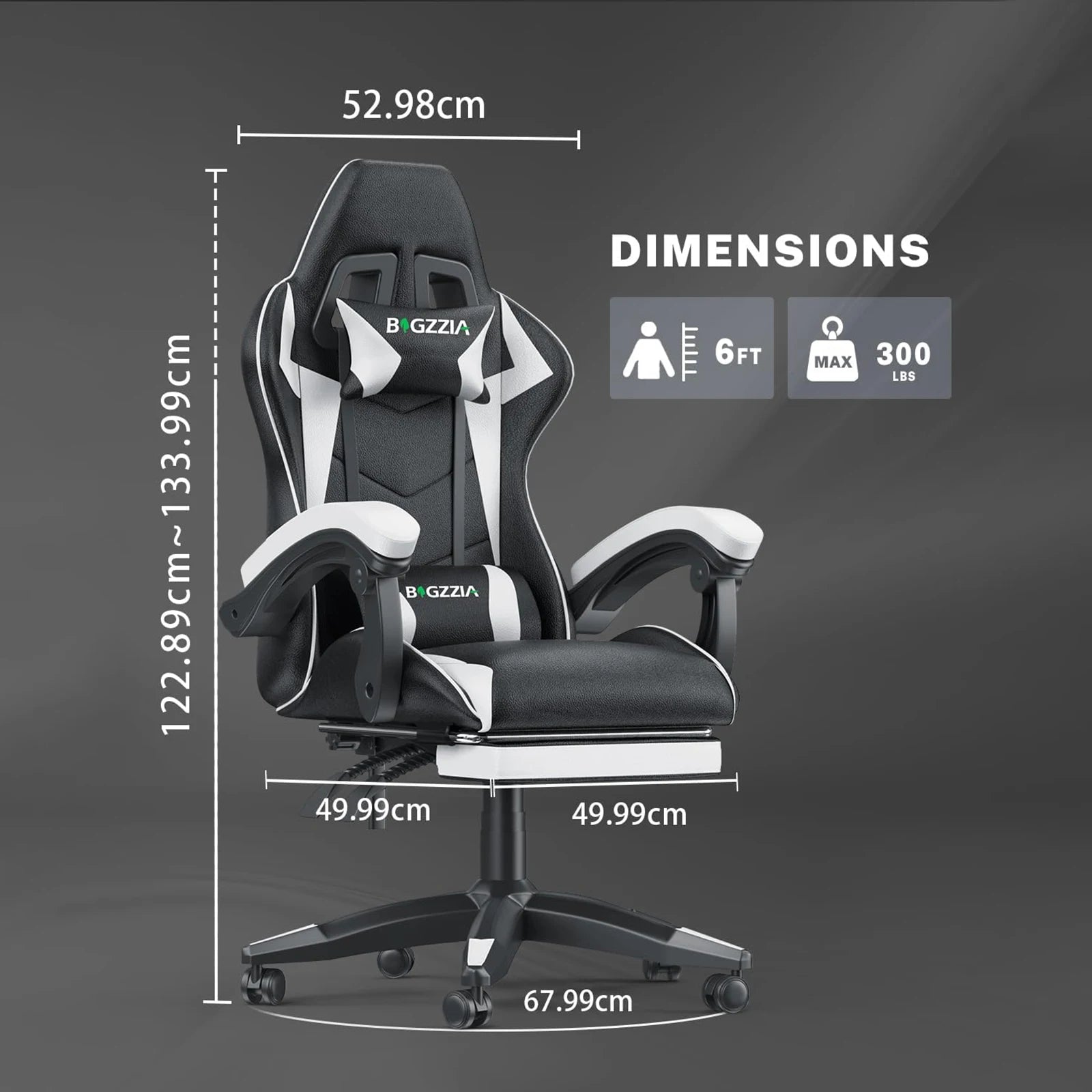 Ergonomic Gaming Chair with Footrest and Headrest