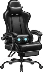 Ergonomic Gaming Chair with Footrest and Massage