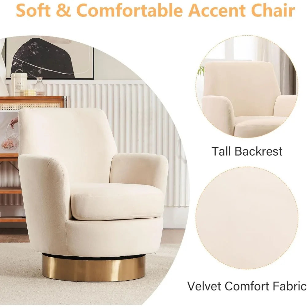 Modern Velvet Swivel Barrel Chair Set of 2