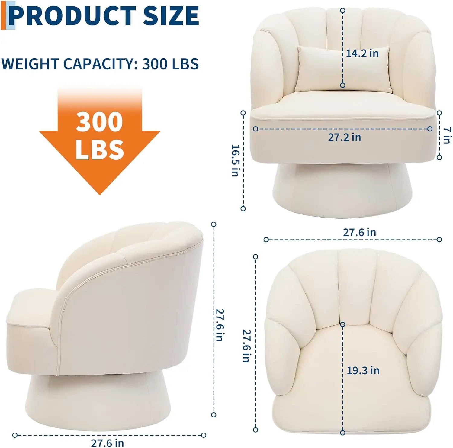 Modern Velvet Swivel Barrel Accent Chair