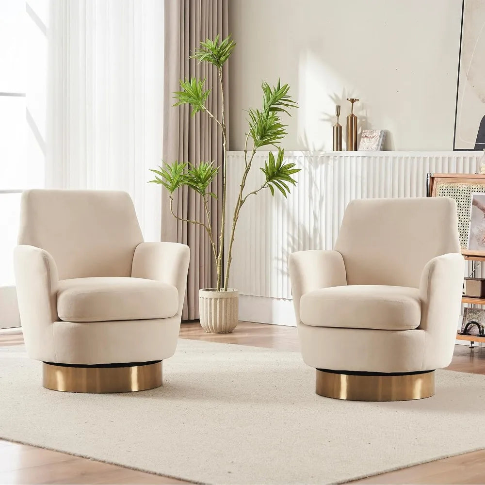 Modern Velvet Swivel Barrel Chair Set of 2