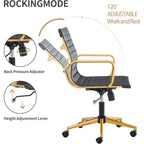 Ergonomic Swivel Leather Ribbed Office Chair