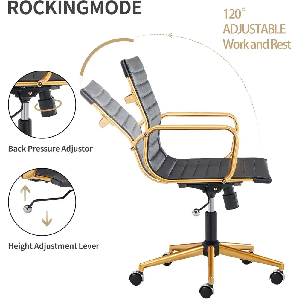 Ergonomic Swivel Leather Ribbed Office Chair