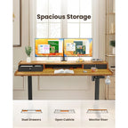 Electric Standing Desk with Drawers and Monitor Stand