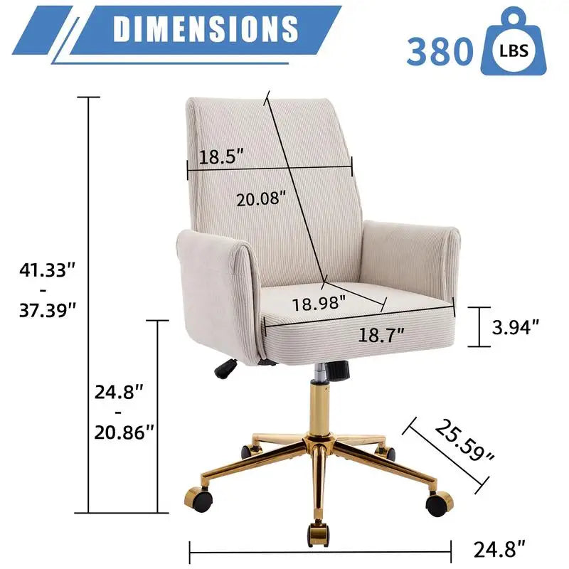 Adjustable Ergonomic Swivel Velvet Office Chair