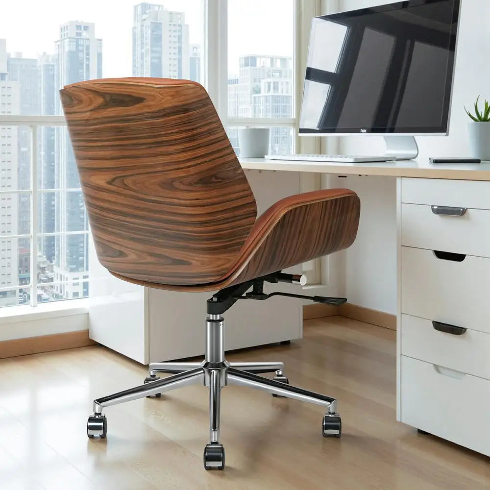 Armless Swivel Low Back Leather Office Chair