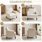 Modern Upholstered Accent Chair with Wood Legs