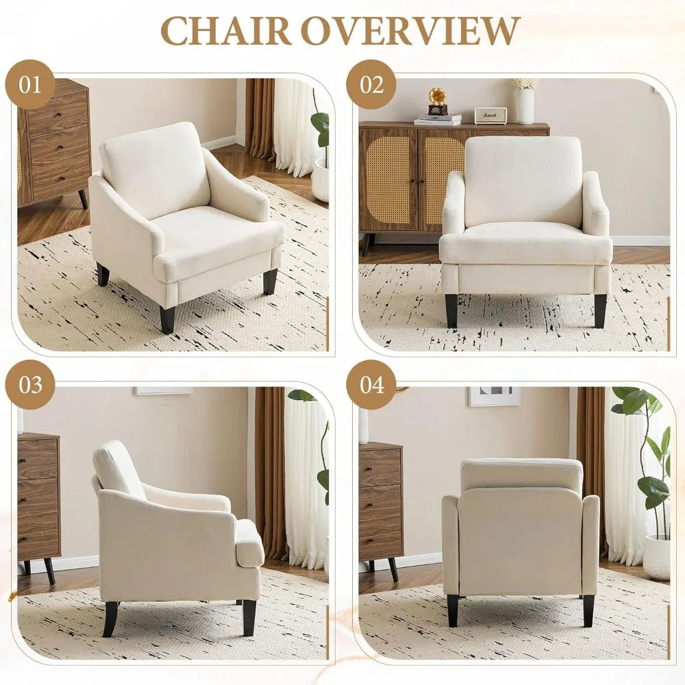 Modern Upholstered Accent Chair with Wood Legs
