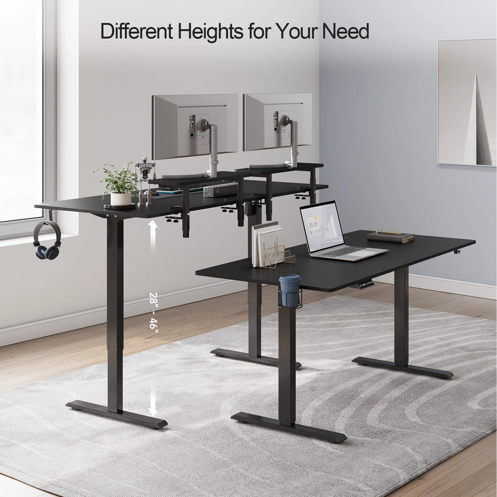 Electric Standing Desk with Adjustable Monitor Shelves