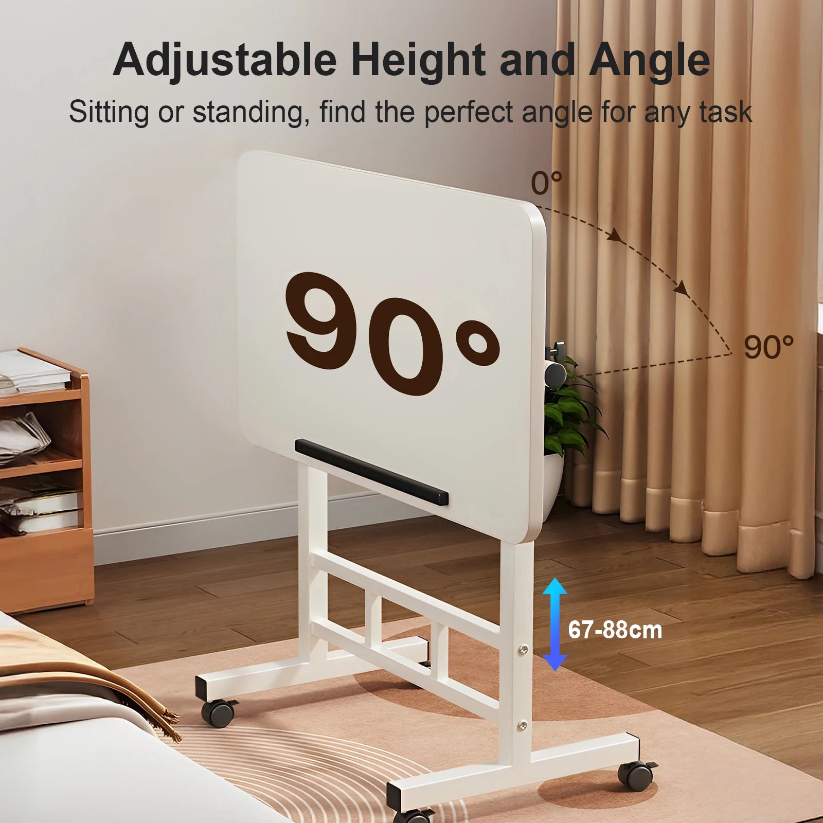 Mobile Standing Desk with Adjustable Height and Angle