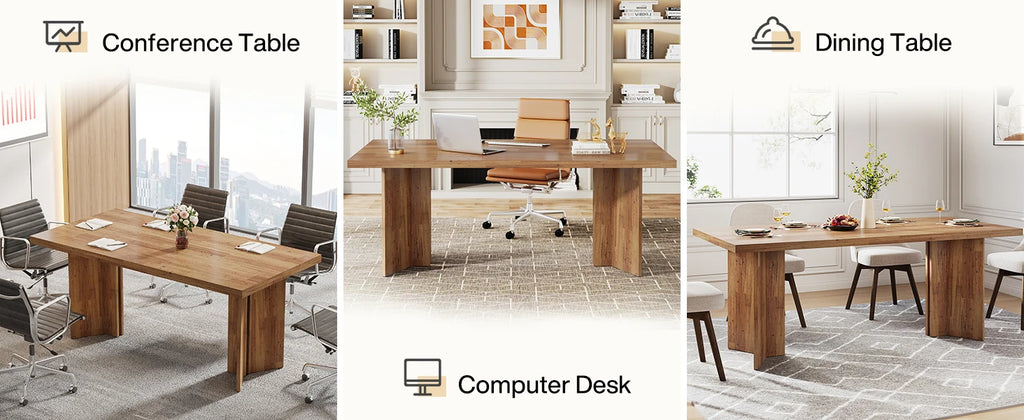 63-Inch Vintage Farmhouse Executive Office Desk