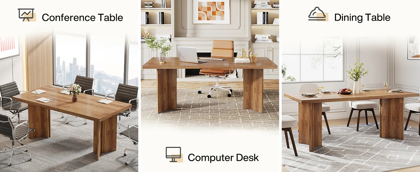 63-Inch Vintage Farmhouse Executive Office Desk