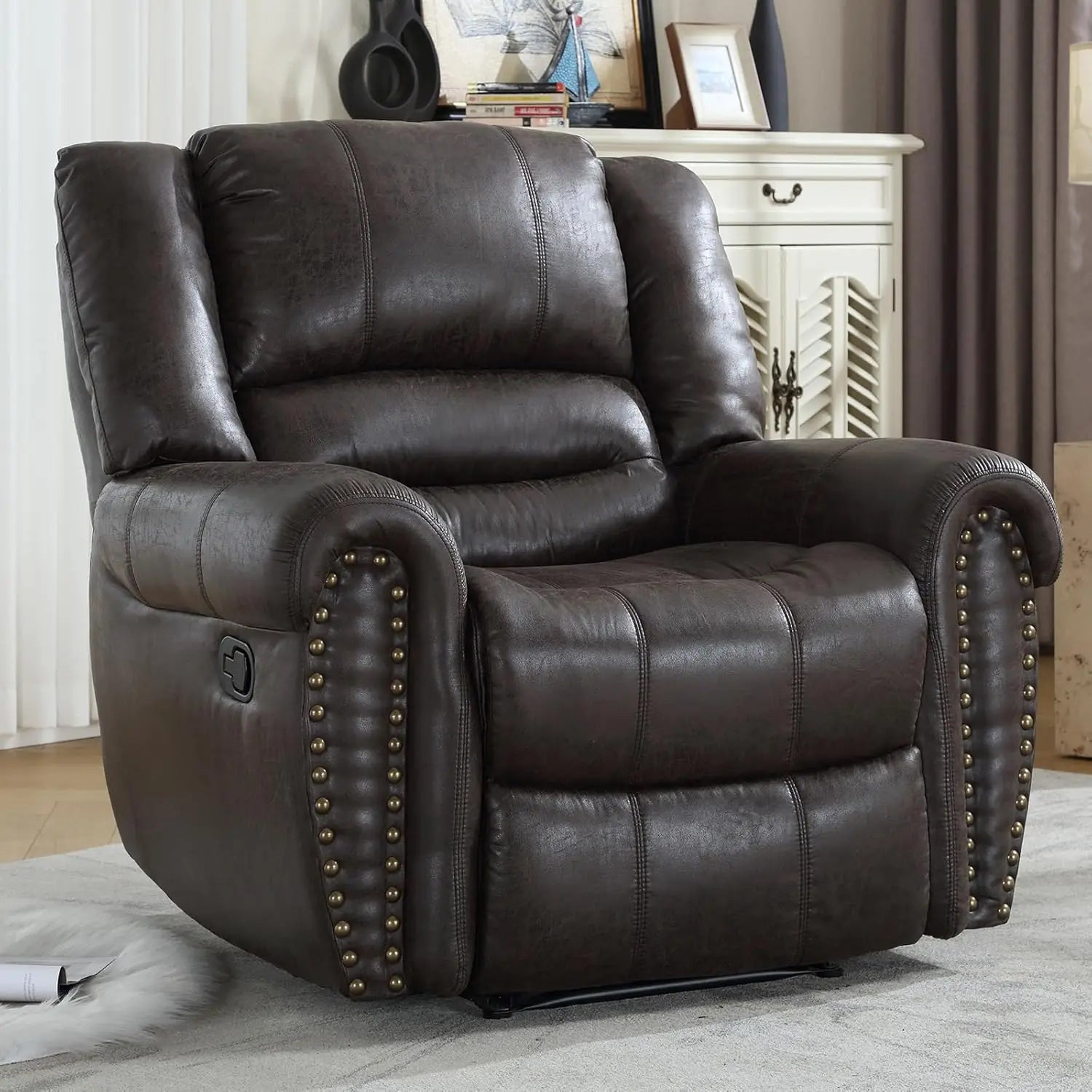 Manual Leather Recliner Single Sofa Chair