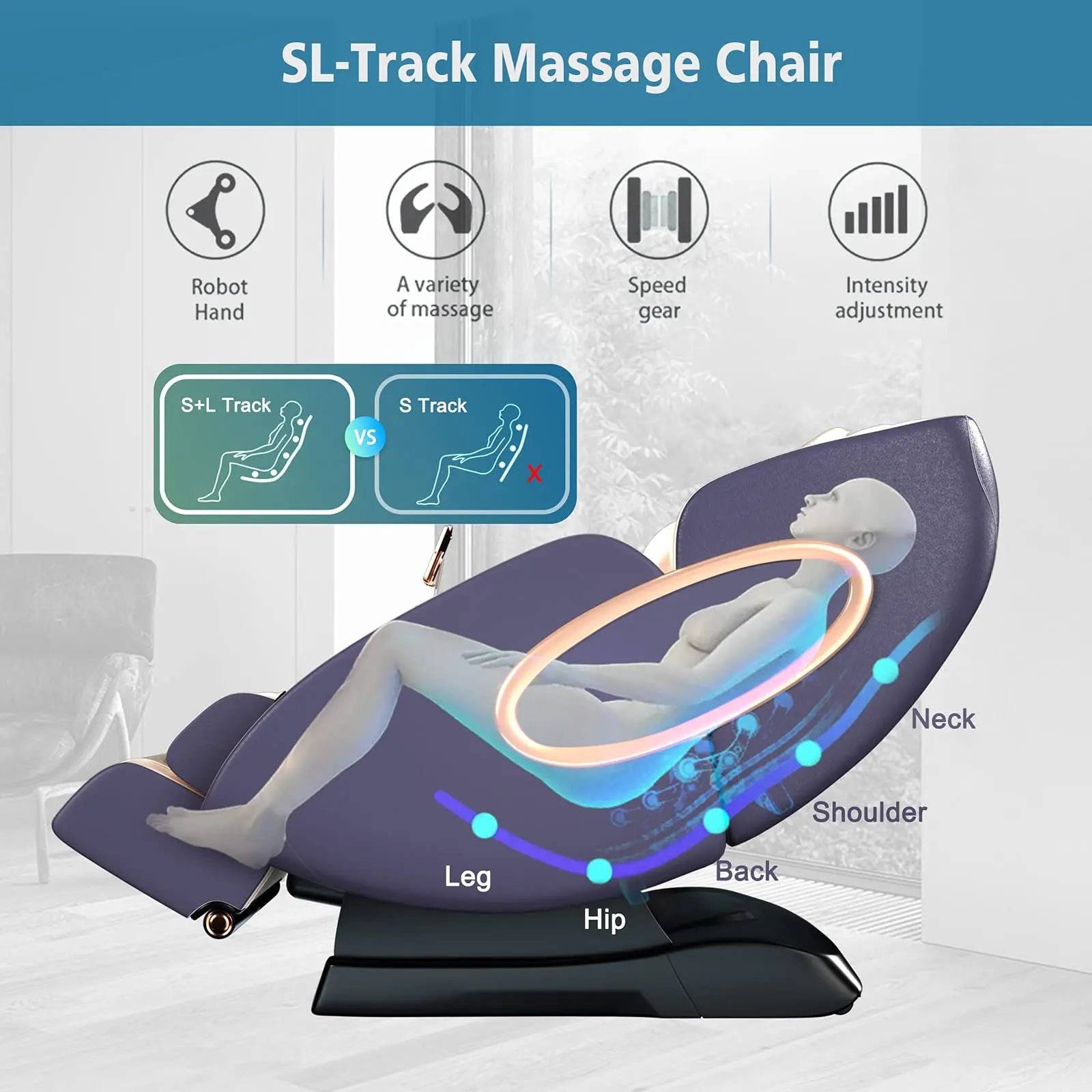 4D SL-Track Massager with App and Yoga Stretch