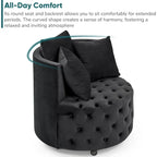 Modern Round Swivel Club Sofa with Pillows