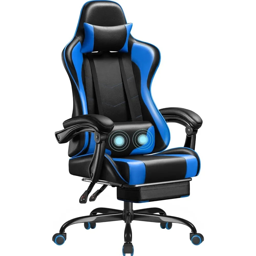 Ergonomic Gaming Chair with Footrest and Massage