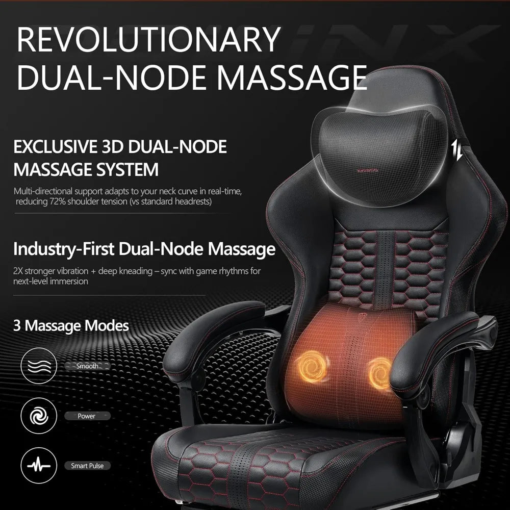 Big and Tall Gaming Chair with Massage and Footrest