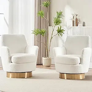 Modern Velvet Swivel Barrel Chair Set of 2